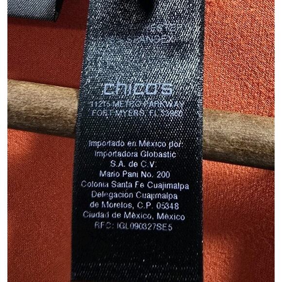 Chicos Cardigan Womens Large Orange Suede Perforated Topper Ruana Stretch - Picture 9 of 13